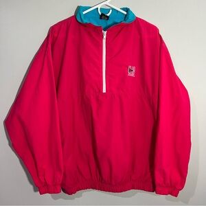 Vintage Club Sportswear Pink 1/2 Zip Pullover Windbreaker Jacket Mens Medium